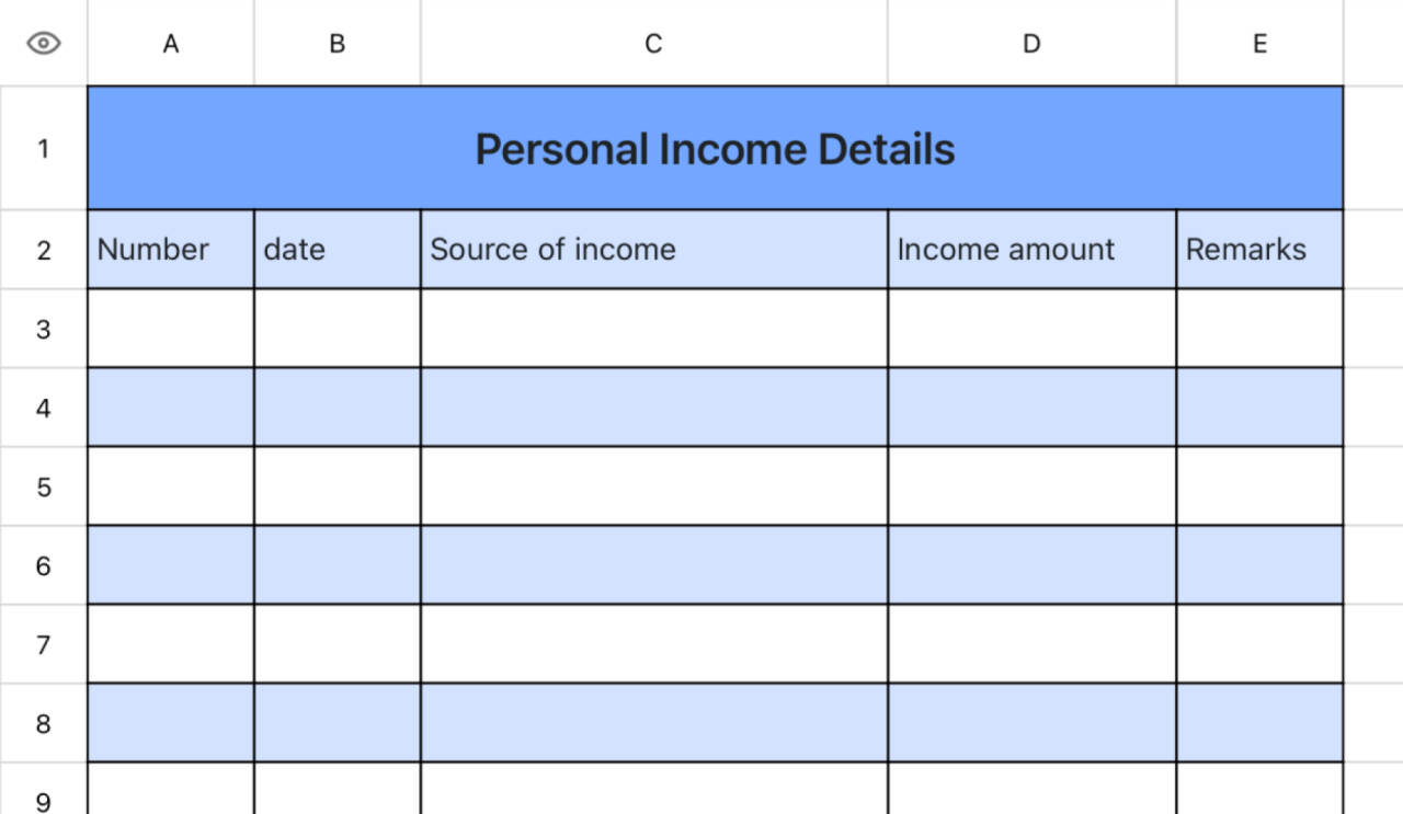 Personal income statement 1